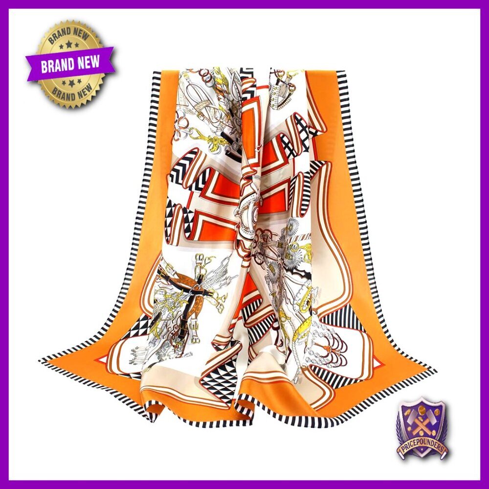 Large 35" Square Silk Scarf - Lightweight Head Wrap & Fashion Accessory
